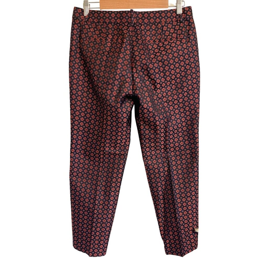 J. CREW 100% Silk Geometric Pattern Jacquard Tapered Cafe Ankle Pants Size 4 - Picture 3 of 9